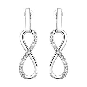 New Sterling Silver White Sapphire Infinity Drop Earrings